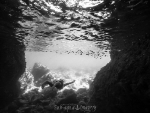 Through the Cave in B&W by Jan Morton 